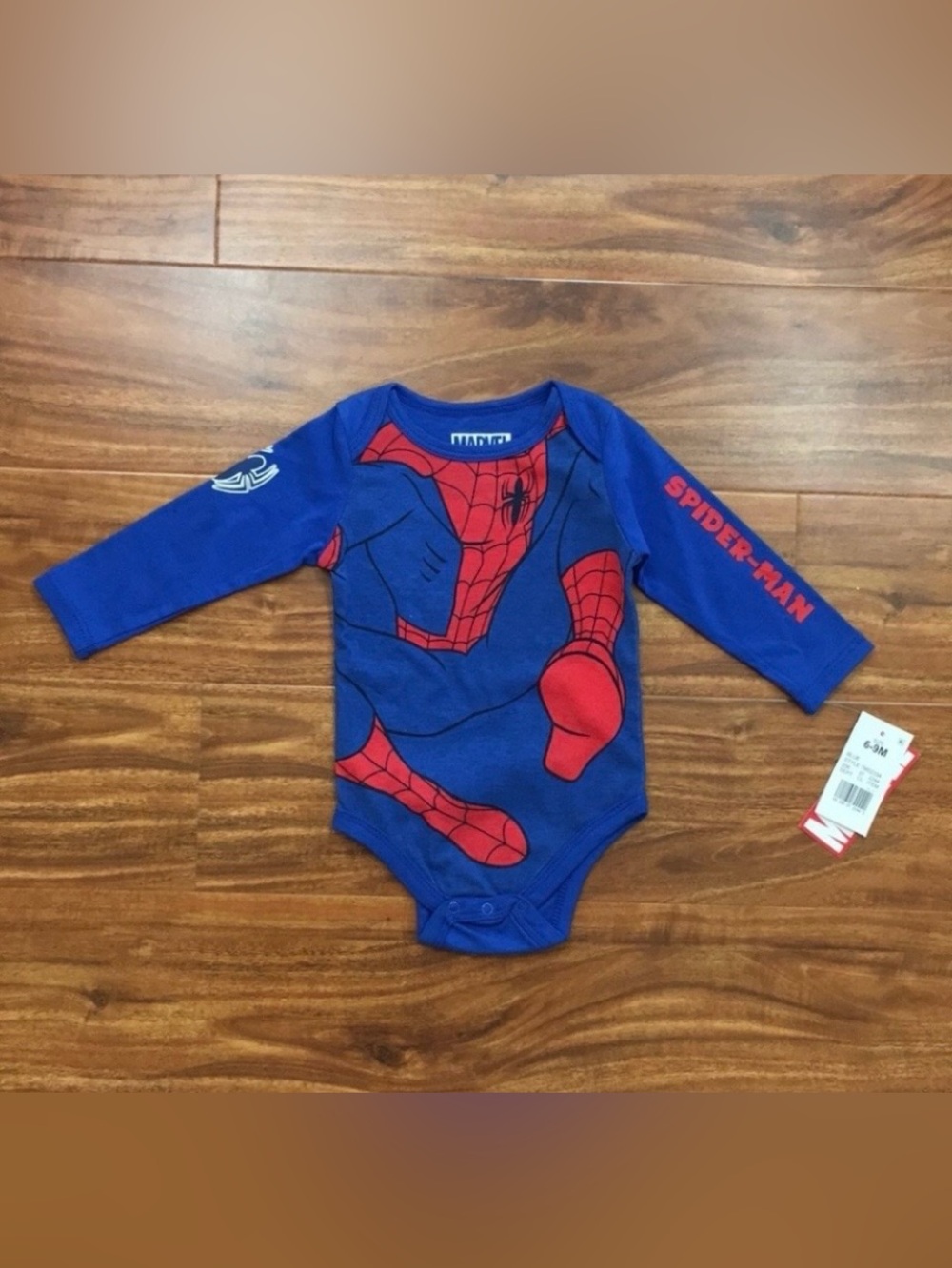 NWT New Baby Marvel Spider-Man Long Sleeve Onesie Size 6-9M Casual Loungewear